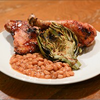 BBQ Chicken with Baked Beans and Artichoke