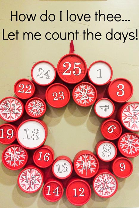 Count down to Christmas with your spouse by doing the 25 days of loving my spouse in December with a 25 day Advent wreath. Fill it with nothing but LOVE. 